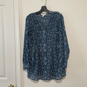 Coldwater Creek blue patterned tunic / blouse - size XS